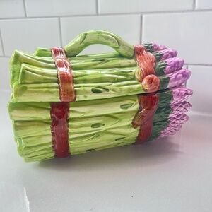 Vintage Majolica Style Asparagus Dish Box
